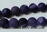 CAG4797 15.5 inches 12mm round matte druzy agate beads wholesale
