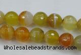 CAG5102 15.5 inches 8mm faceted round line agate beads wholesale