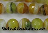 CAG5105 15.5 inches 14mm faceted round line agate beads wholesale