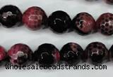 CAG5200 15 inches 12mm faceted round fire crackle agate beads