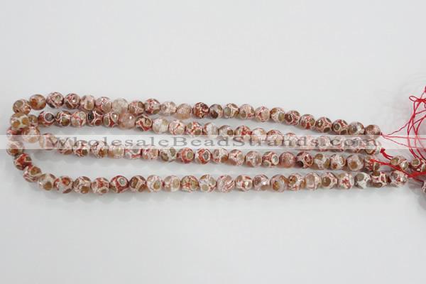 CAG5361 15.5 inches 8mm faceted round tibetan agate beads wholesale