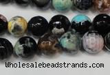 CAG5813 15 inches 10mm faceted round fire crackle agate beads