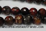 CAG5816 15 inches 10mm faceted round fire crackle agate beads