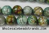 CAG5833 15 inches 12mm faceted round fire crackle agate beads