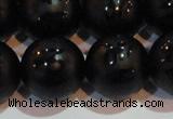 CAG6005 15.5 inches 14mm carved round matte black agate beads