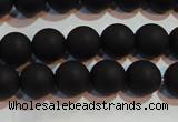 CAG6012 15.5 inches 8mm round matte black agate beads