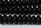 CAG6021 15.5 inches 4*8mm rondelle matte black agate beads