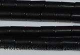 CAG6031 15.5 inches 6*8mm tube matte black agate beads