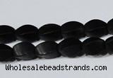 CAG6040 15.5 inches 5*8mm twisted rice matte black agate beads