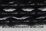 CAG6044 15.5 inches 8*16mm carved vase-shaped matte black agate beads