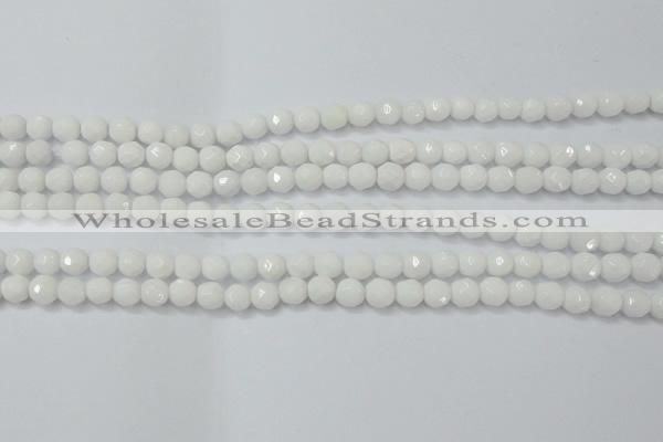 CAG6100 15.5 inches 4mm faceted round white agate gemstone beads