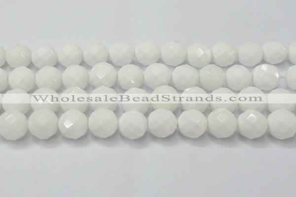 CAG6105 15.5 inches 14mm faceted round white agate gemstone beads
