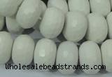 CAG716 15.5 inches 12*18mm faceted rondelle white agate gemstone beads