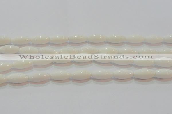 CAG7205 15.5 inches 8*16mm rice white agate gemstone beads