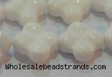 CAG7224 15.5 inches 20*20mm carved flower white agate gemstone beads