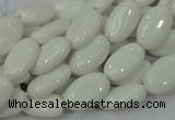 CAG724 15.5 inches 8*14mm oval white agate gemstone beads wholesale