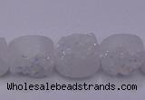 CAG7945 7.5 inches 8*10mm oval plated white druzy agate beads