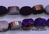 CAG8155 7.5 inches 10*14mm oval purple plated druzy agate beads
