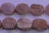 CAG8161 7.5 inches 12*16mm oval champagne plated druzy agate beads