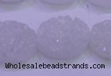 CAG8190 7.5 inches 18*25mm oval white plated druzy agate beads