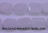 CAG8210 Top drilled 10*14mm rectangle white plated druzy agate beads