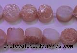 CAG8341 7.5 inches 12mm coin champagne plated druzy agate beads