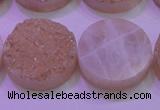 CAG8391 7.5 inches 25mm coin champagne plated druzy agate beads
