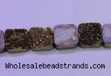 CAG8420 7.5 inches 10*10mm square gold plated druzy agate beads