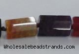CAG8510 15*18mm - 15*22mm faceted tube dragon veins agate beads