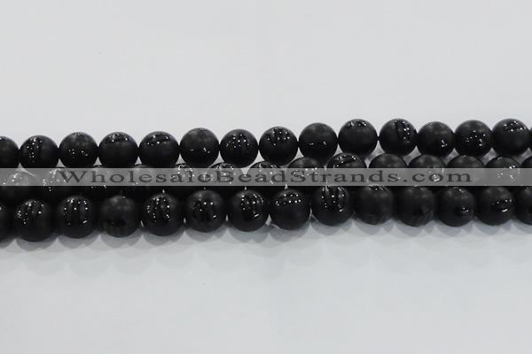 CAG8687 15.5 inches 10mm round matte tibetan agate gemstone beads