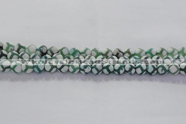 CAG8721 15.5 inches 8mm round matte tibetan agate gemstone beads