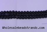 CAG8873 15.5 inches 10mm round matte black line agate beads