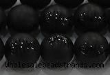 CAG8920 15.5 inches 8mm round matte black agate beads wholesale