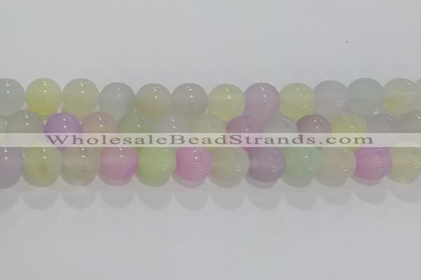 CAG8933 15.5 inches 10mm round matte colorful agate beads wholesale