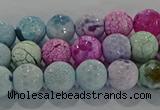 CAG8978 15.5 inches 4mm faceted round fire crackle agate beads