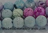 CAG8980 15.5 inches 8mm faceted round fire crackle agate beads