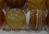 CAG9217 15.5 inches 16mm faceted round line agate gemstone beads