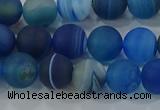 CAG9332 15.5 inches 8mm round matte line agate beads wholesale