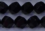 CAG9355 15.5 inches 14mm faceted nuggets black agate beads