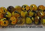 CAG9452 15.5 inches 8mm faceted round fire crackle agate beads