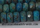 CAG9505 15.5 inches 6*10mm faceted rondelle blue crazy lace agate beads