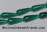 CAG957 15.5 inches 6*16mm teardrpop green agate gemstone beads