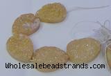 CAG9671 7.5 inches 30*40mm teardrop champagne plated druzy agate beads