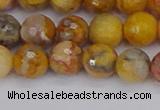 CAG9870 15.5 inches 8mm faceted round yellow crazy lace agate beads