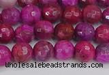 CAG9876 15.5 inches 6mm faceted round fuchsia crazy lace agate beads