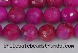 CAG9877 15.5 inches 8mm faceted round fuchsia crazy lace agate beads