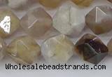 CAG9995 15.5 inches 10mm faceted nuggets ocean fossil agate beads