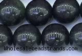 CAJ869 15 inches 10mm round black jade gemstone beads