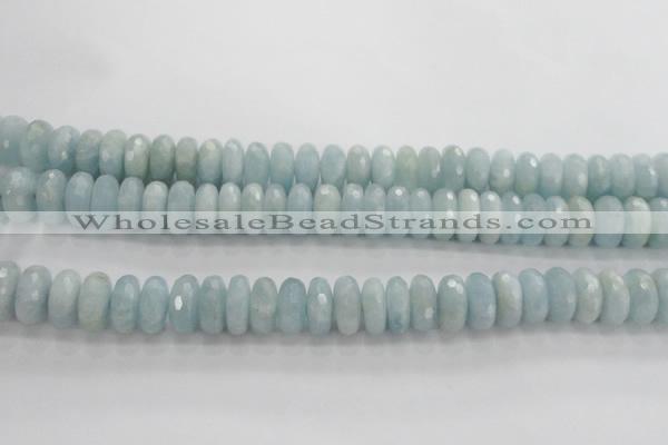 CAQ73 15.5 inches 6*13mm faceted rondelle AB grade aquamarine beads