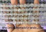 CAQ876 15.5 inches 8mm faceted round aquamarine gemstone beads